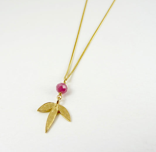 Claudia Flower Necklace with Pink Tourmaline
