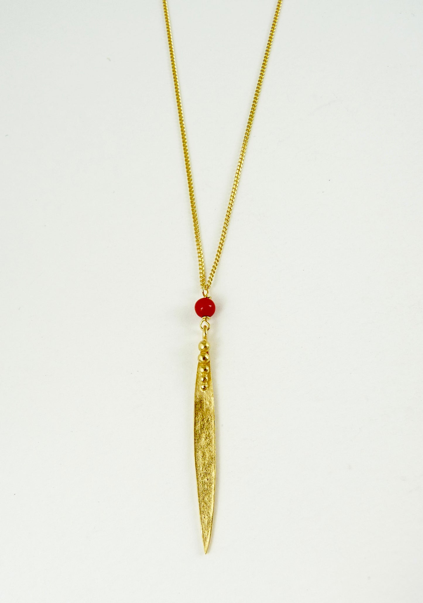 Medium Madeleine Leaf Necklace with Red Coral