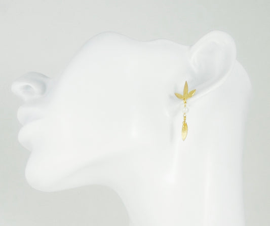 Claudia Flower Stud Earrings with Madeleine Leaf Drop