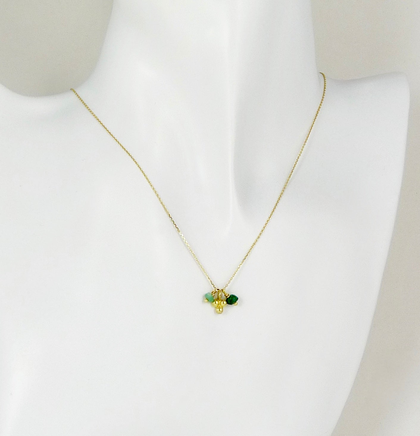 Delicate Granulation Necklace with Emerald