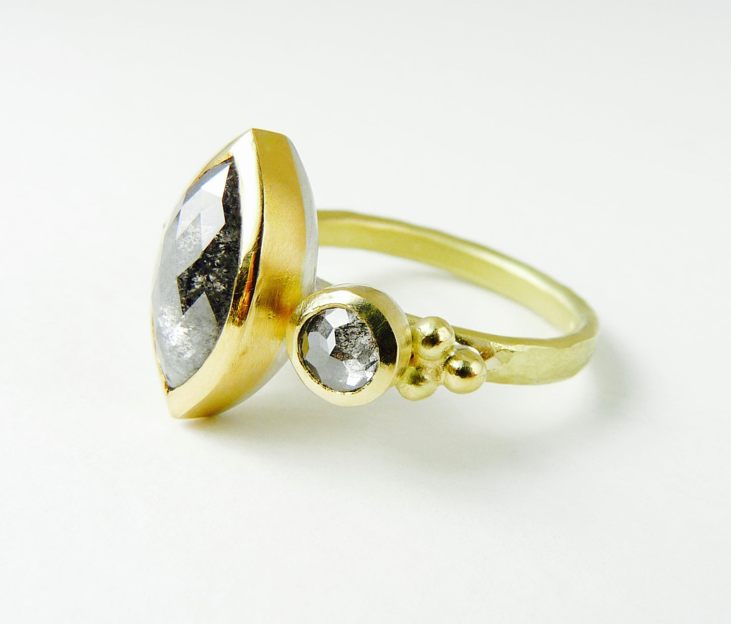 Marquise Salt and Pepper Diamond Ring