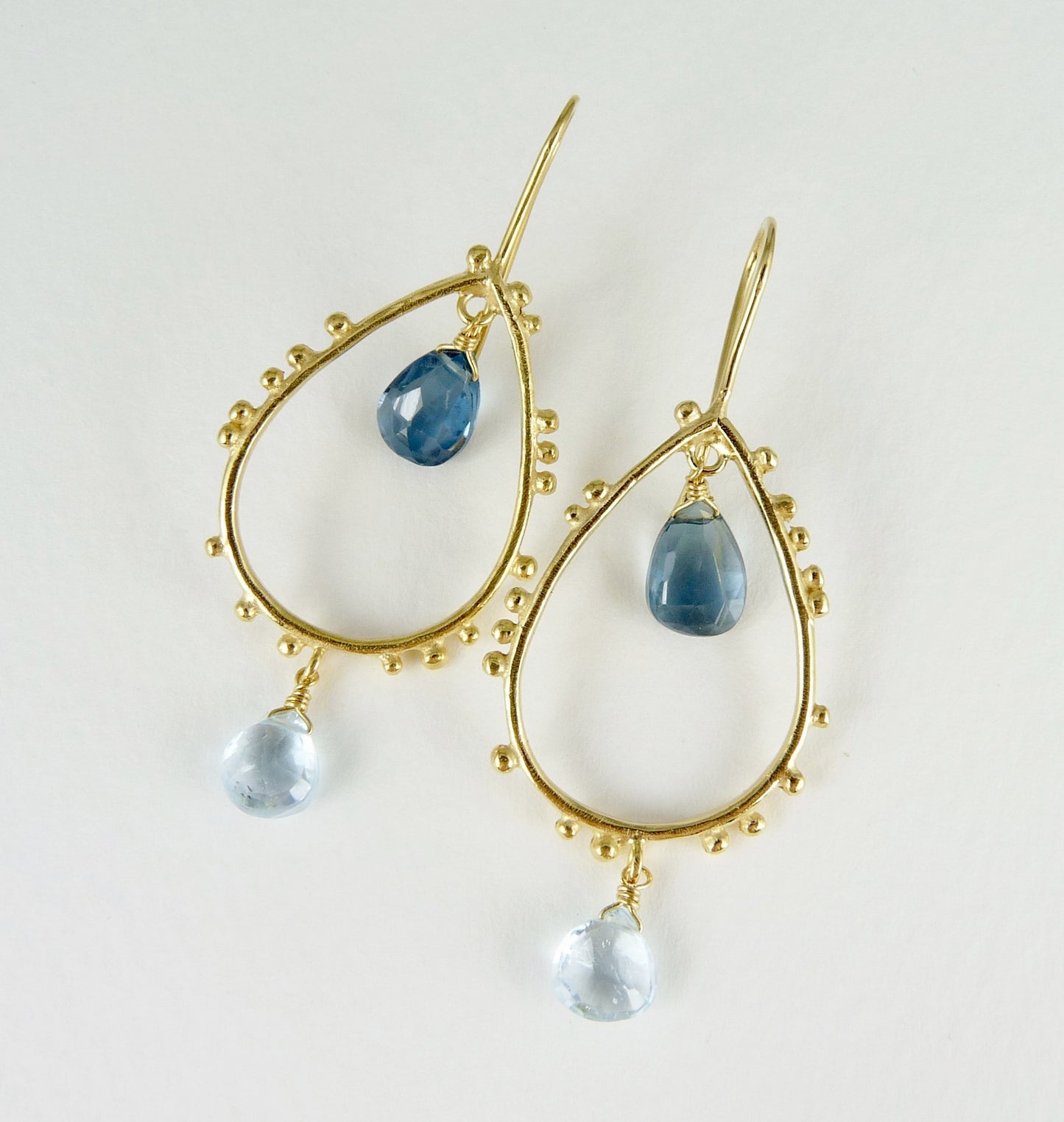 Gorgeous Granulation Drop Earrings with Topaz