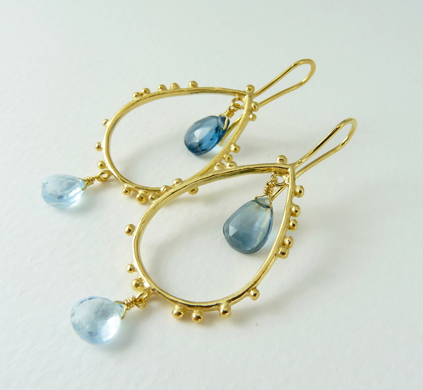 Gorgeous Granulation Drop Earrings with Topaz
