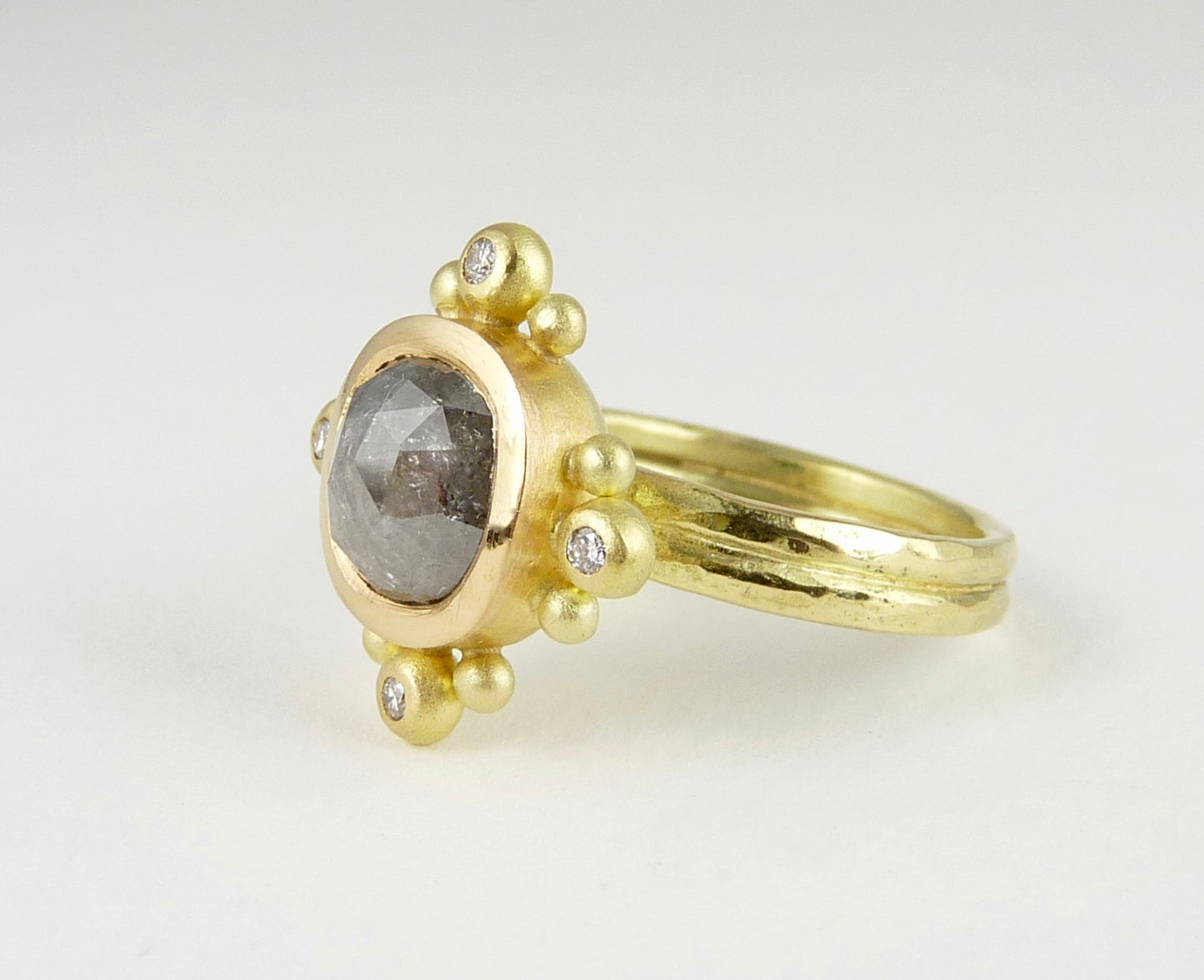 Empress Ring with 2.10ct grey diamond, white diamonds, 22ct & 18ct gold
