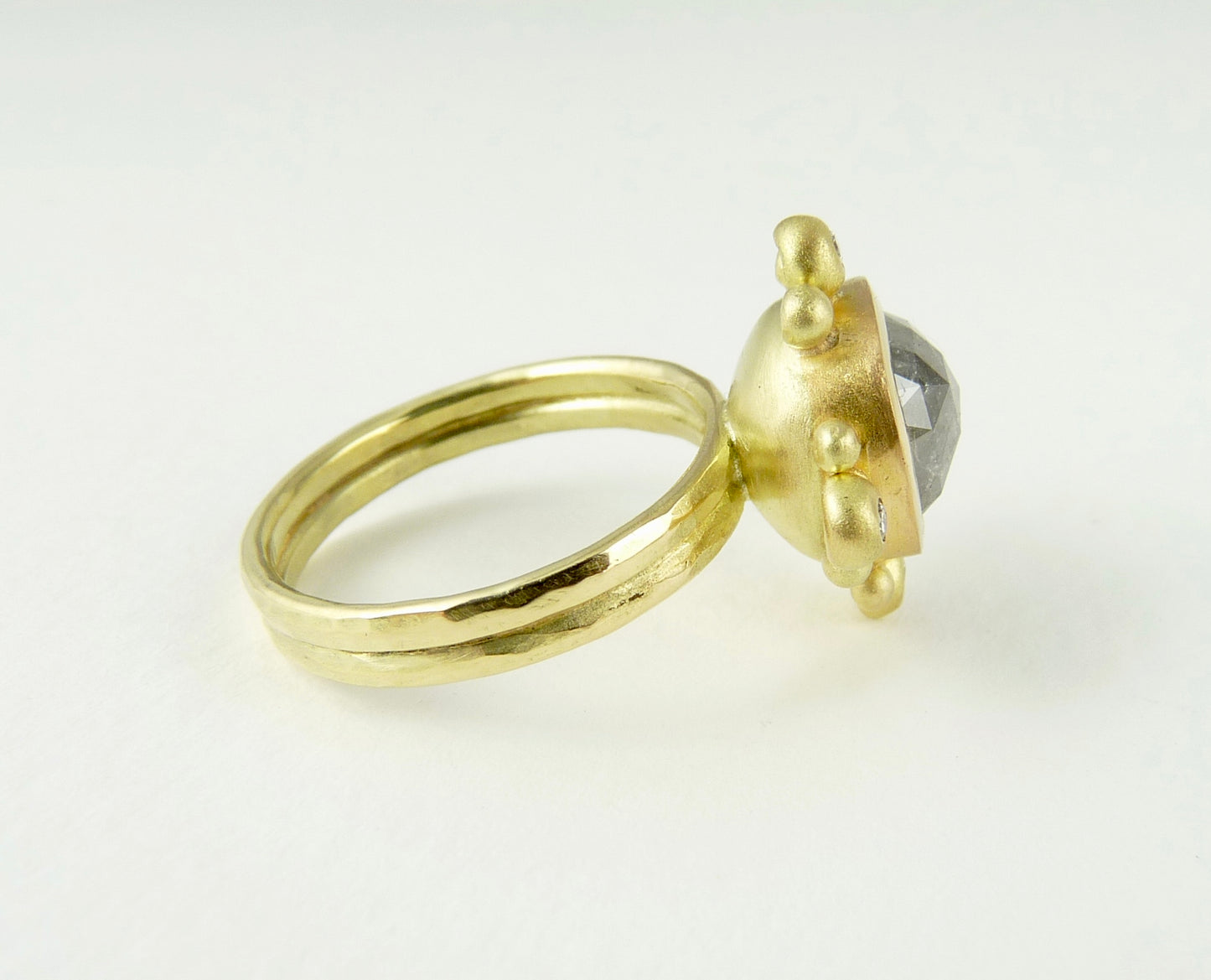 Empress Ring with 2.10ct grey diamond, white diamonds, 22ct & 18ct gold