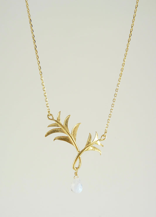 Paloma Palm Tree Necklace with Moonstone
