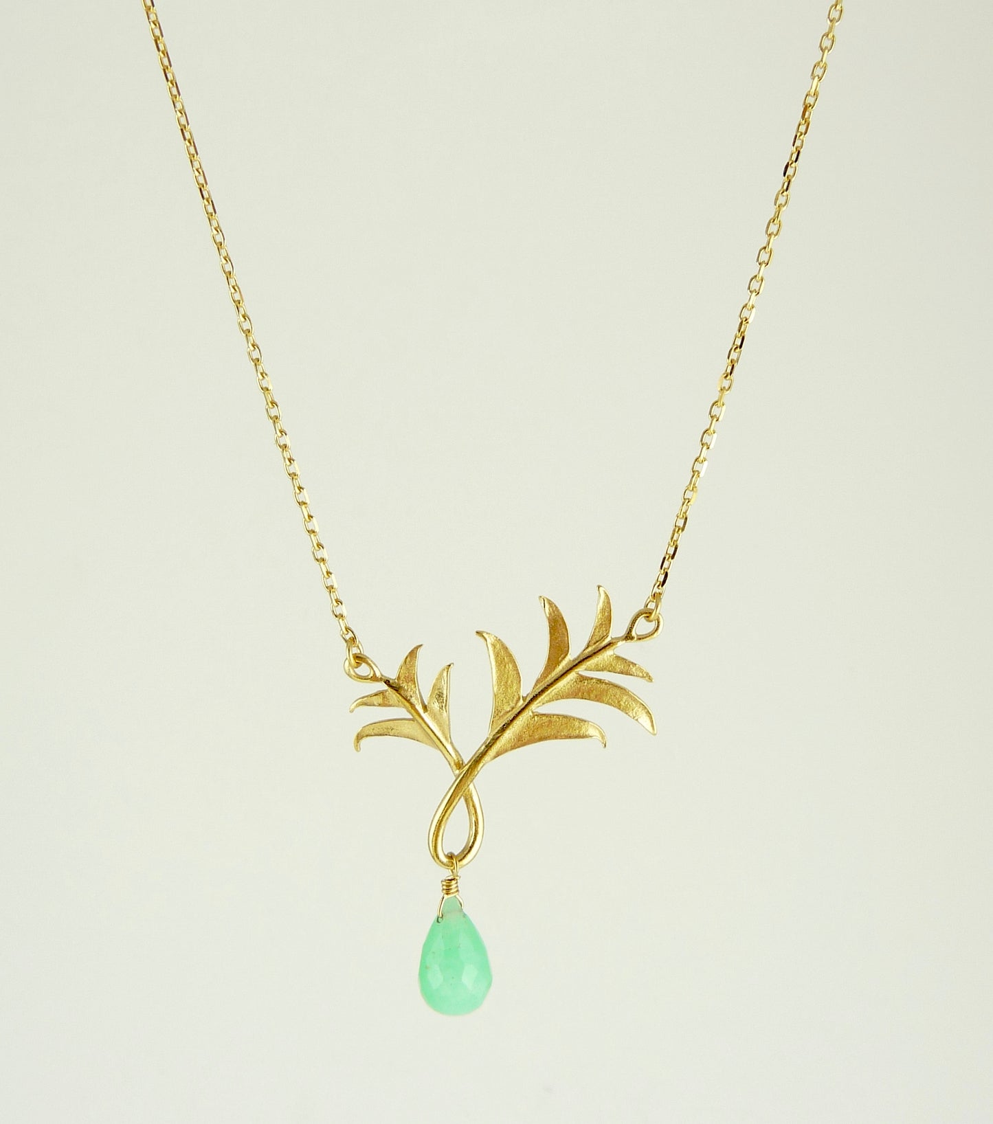 Paloma Palm Tree Necklace with Chrysoprase
