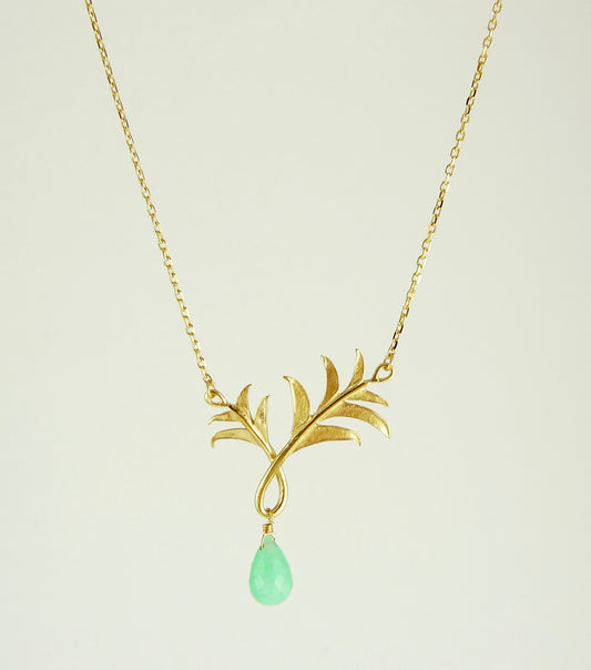 Paloma Palm Tree Necklace with Chrysoprase