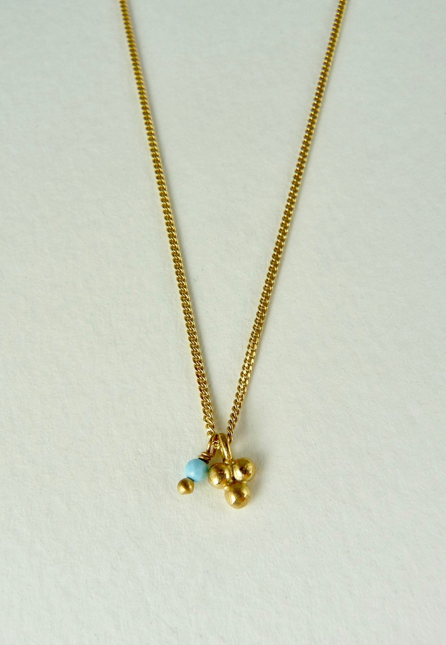 Delicate Triple Granulation Necklace with Turquoise