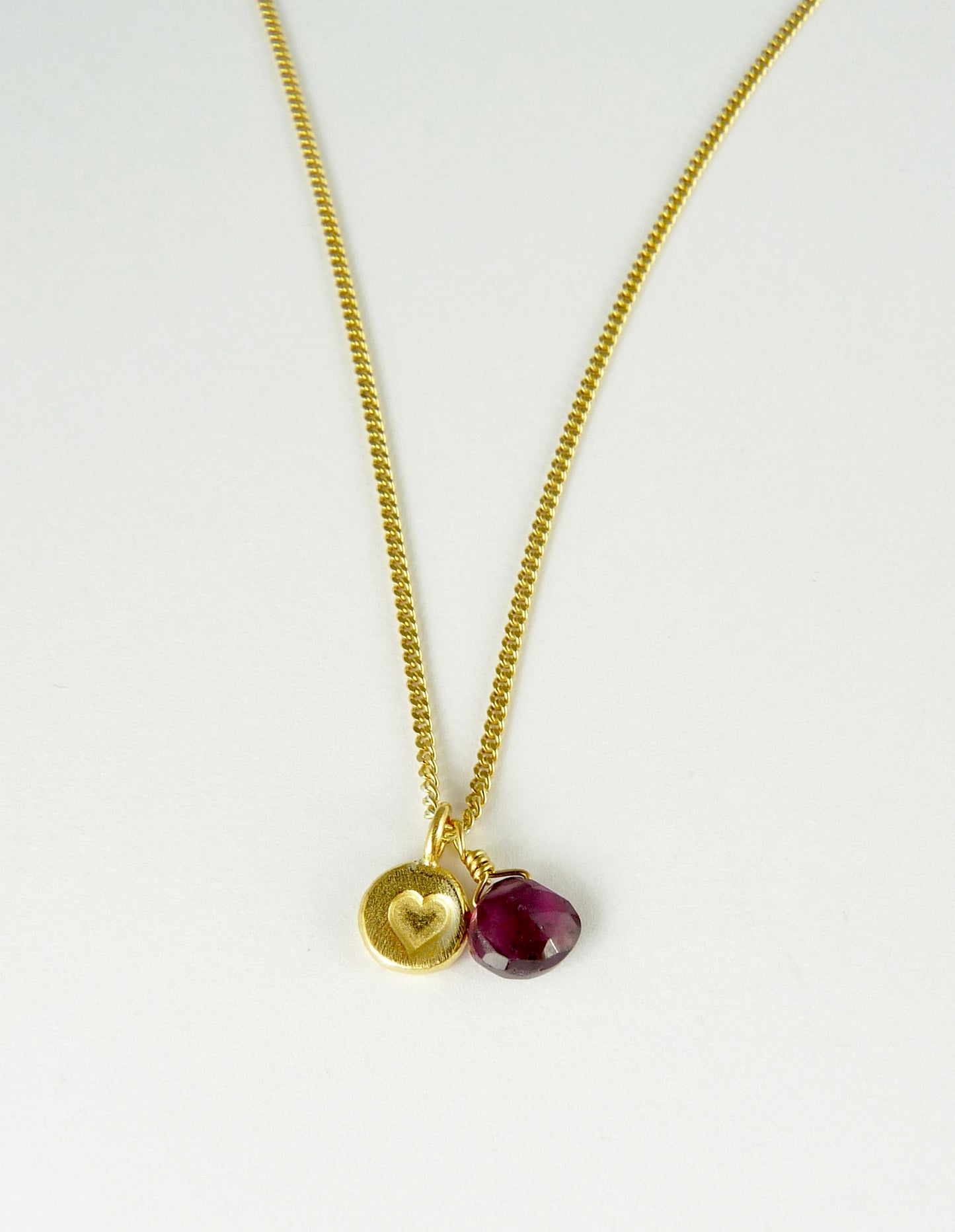 Heart and garnet necklace
