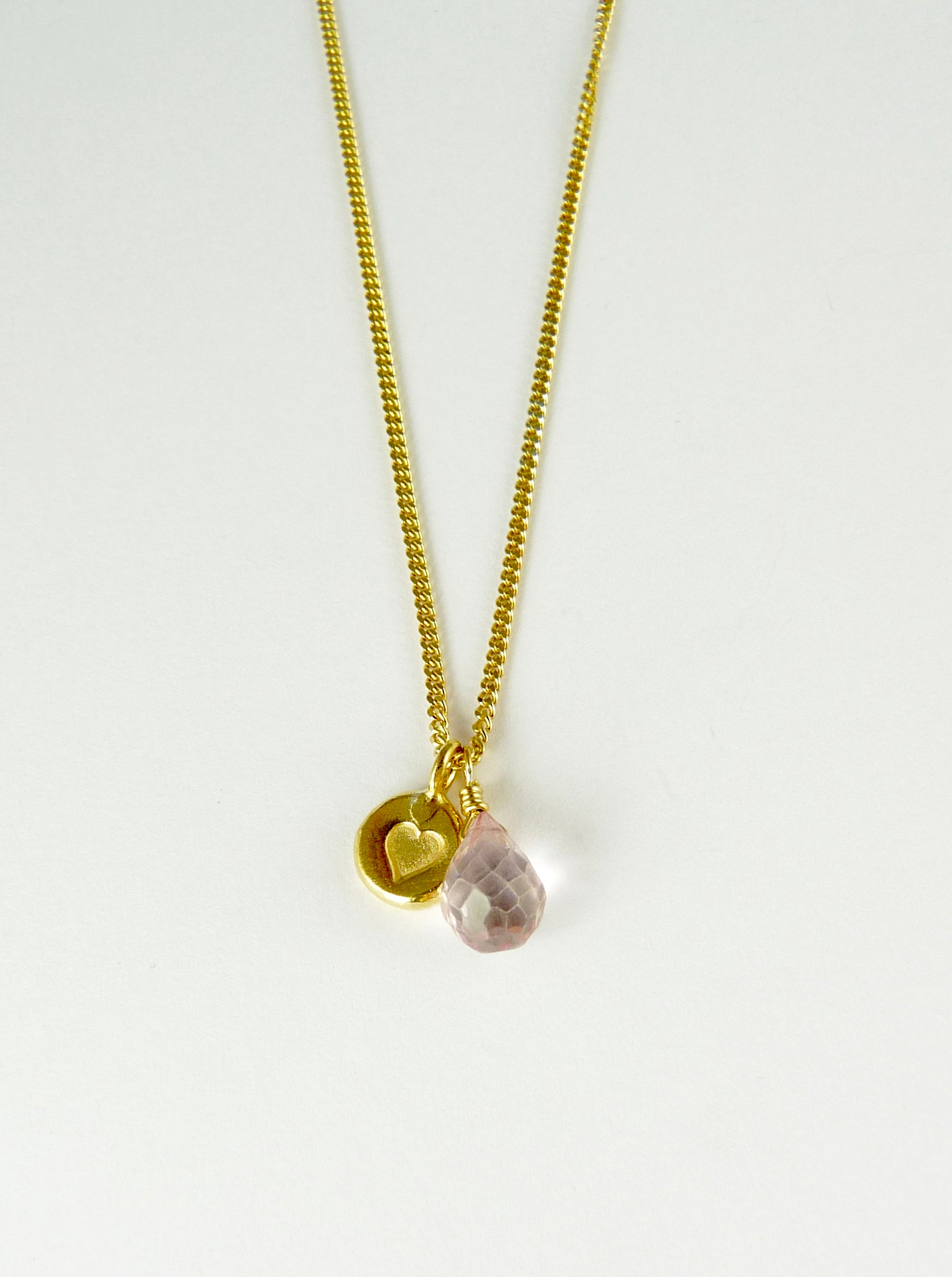 Heart and pink Topaz necklace