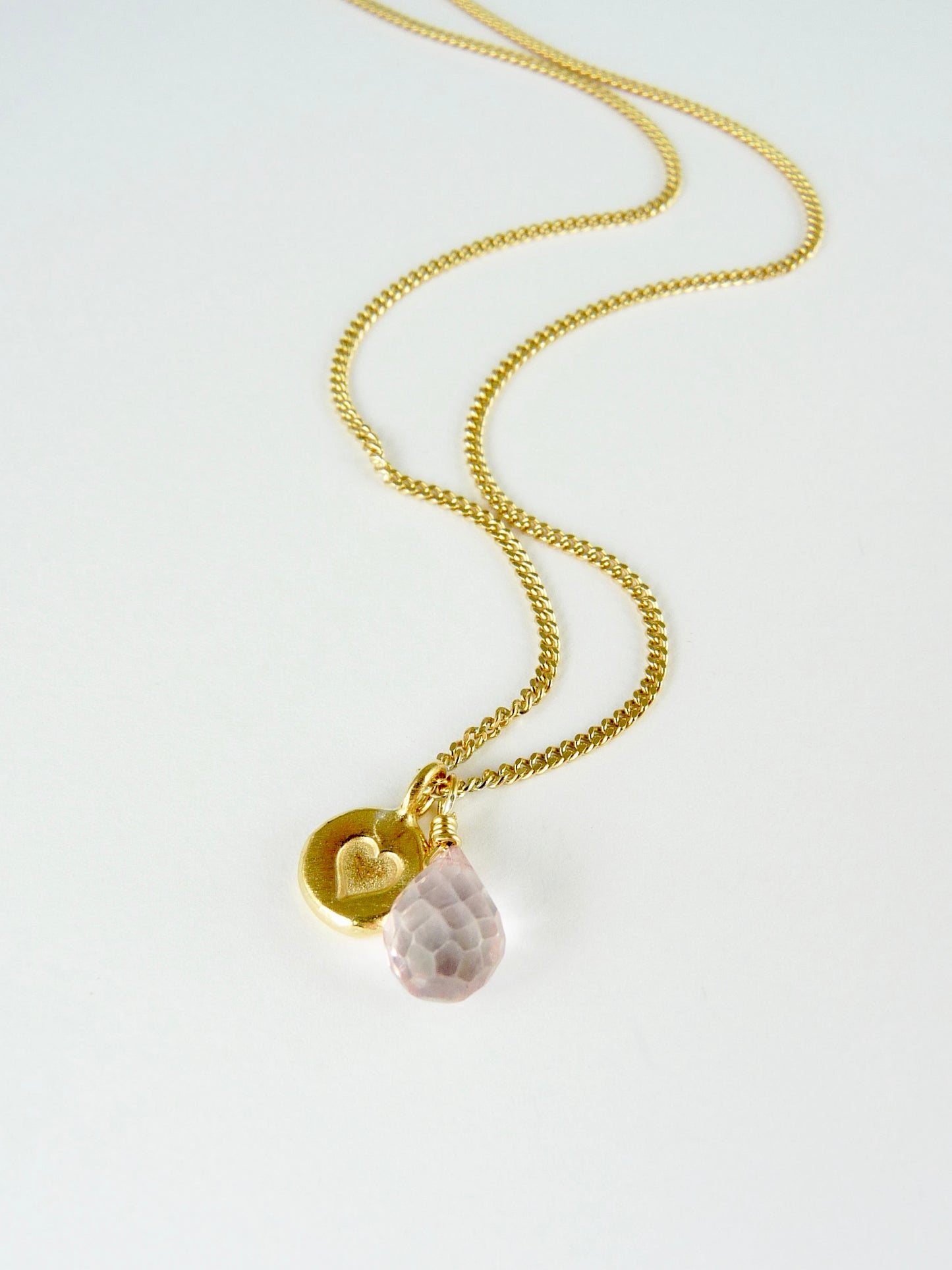 Heart Stamped Necklace with Gemstone