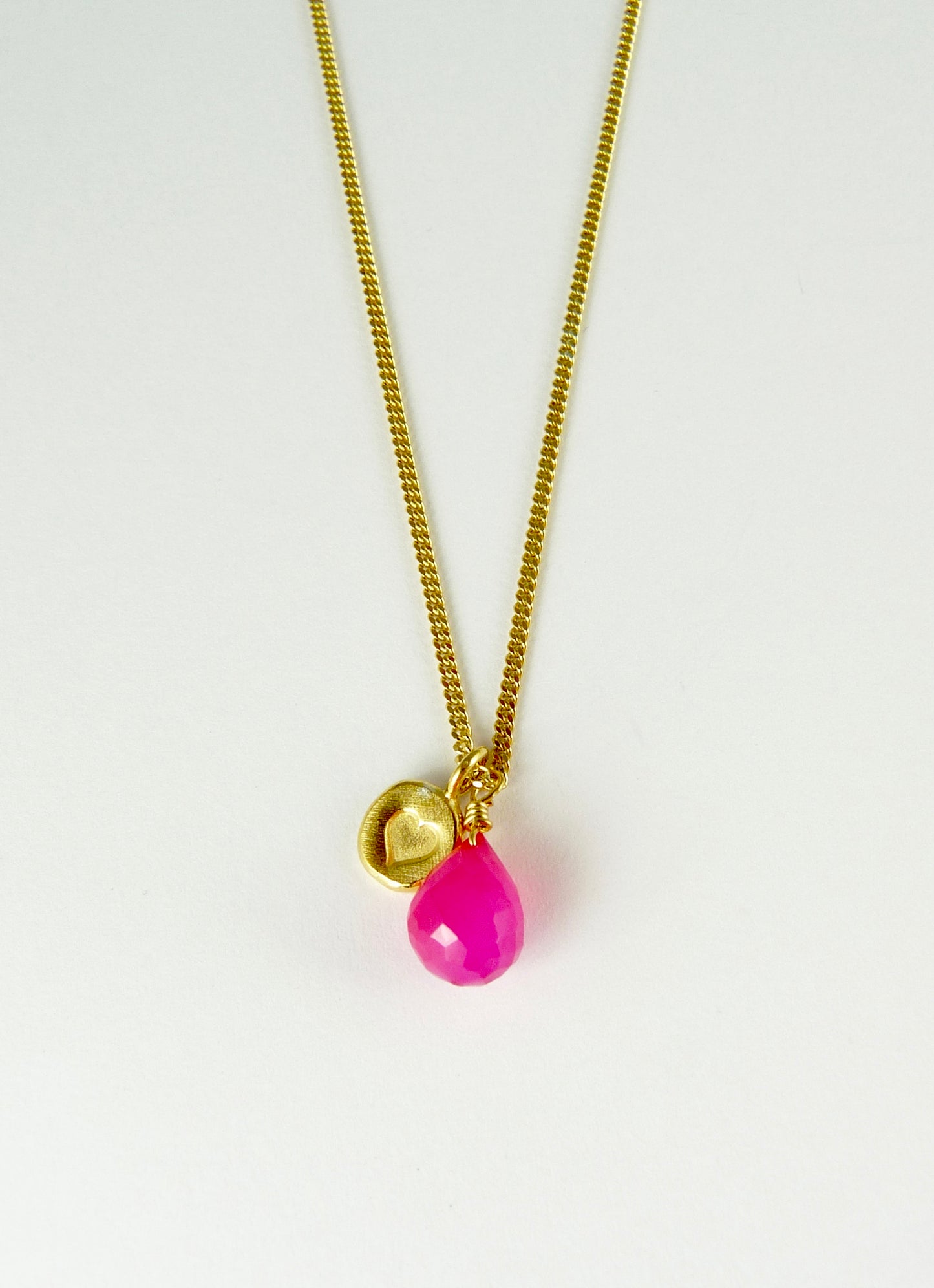 Heart and pink Agate necklace