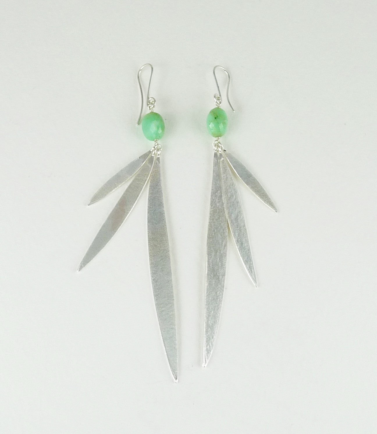 Lily Long Leaf Earrings with Gemstone