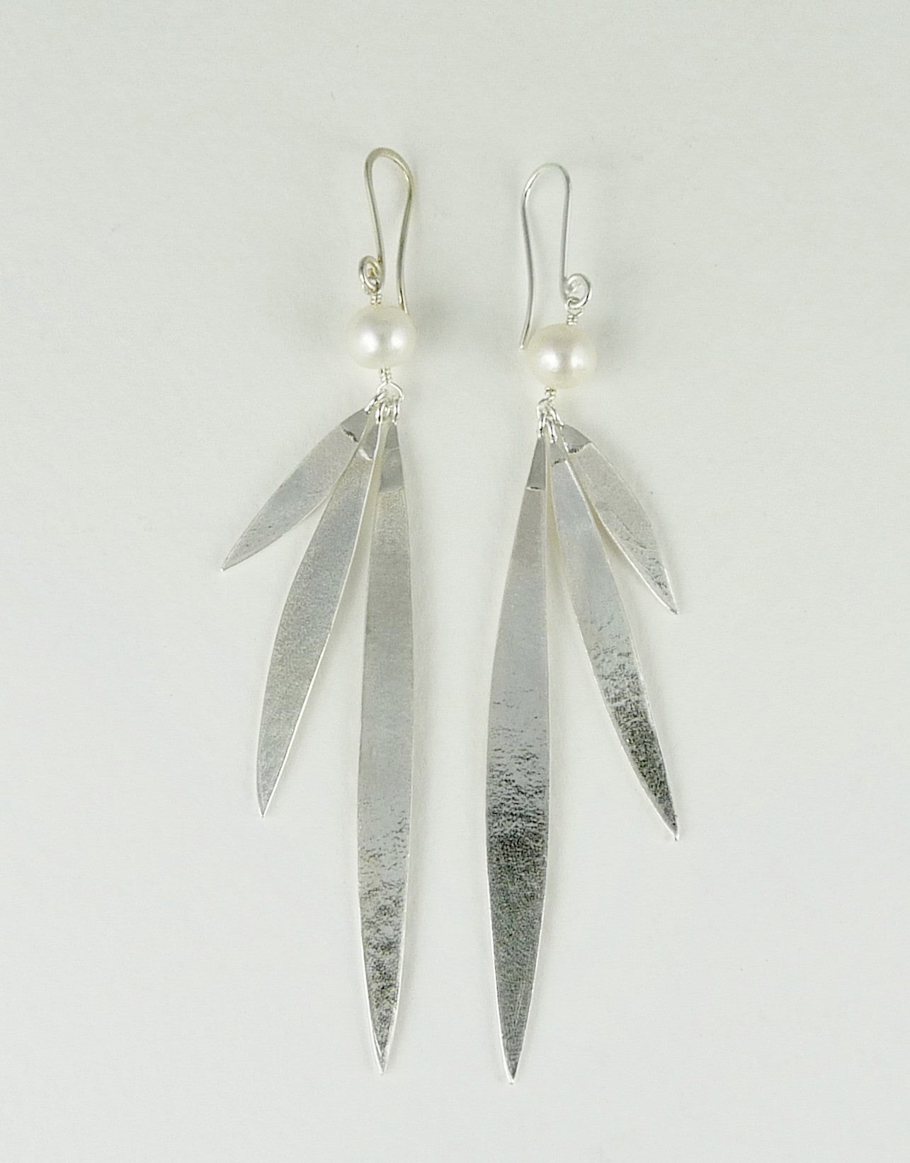 Lily Long Leaf Earrings with Gemstone
