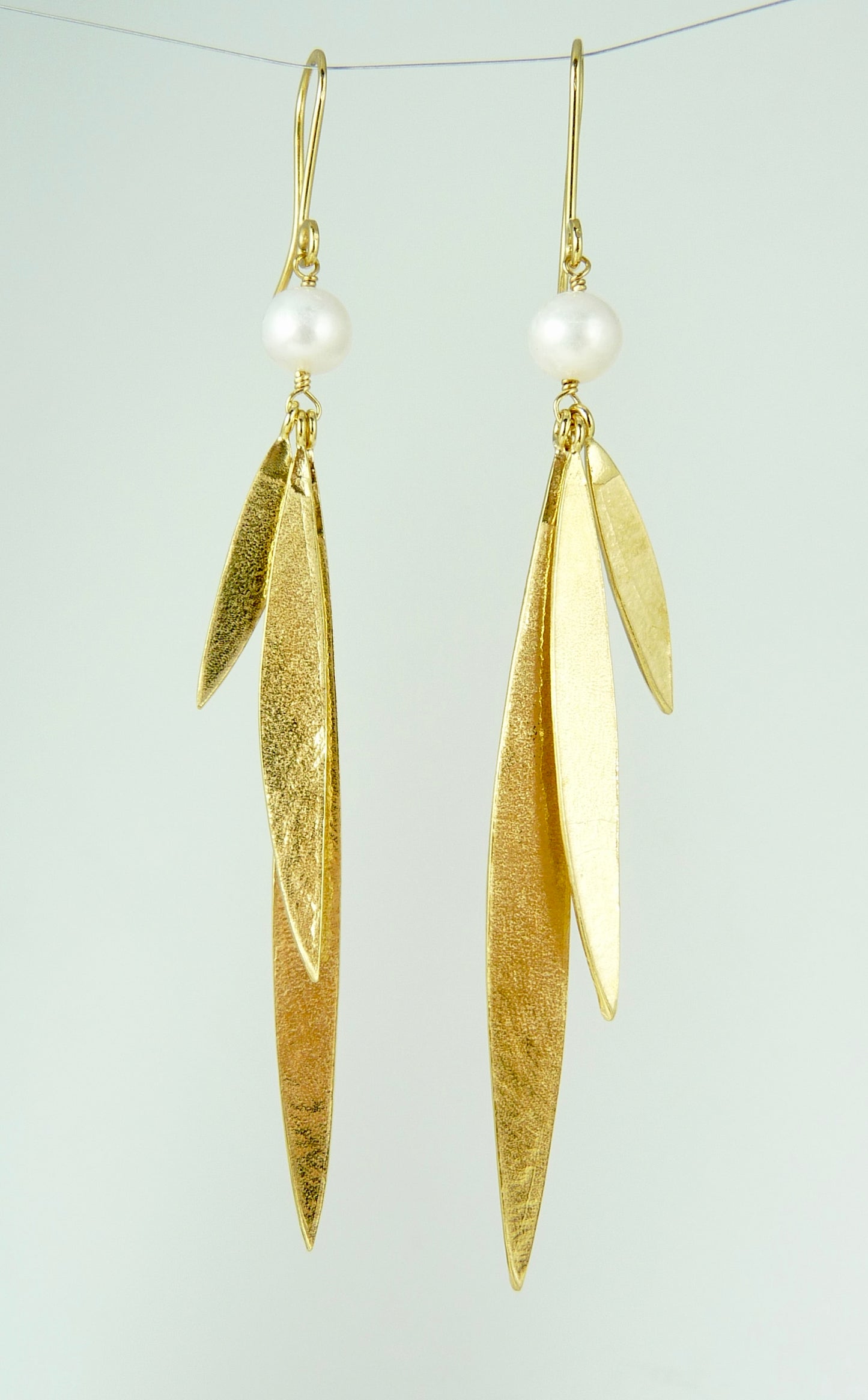 Lily Long Leaf Earrings with gemstones