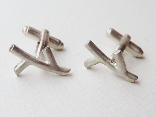 Blossoming, Branch, Sterling, Silver, Leaf, cufflink, cufflinks, Jewellery, Jewelry, Handmade, semi, precious, nature